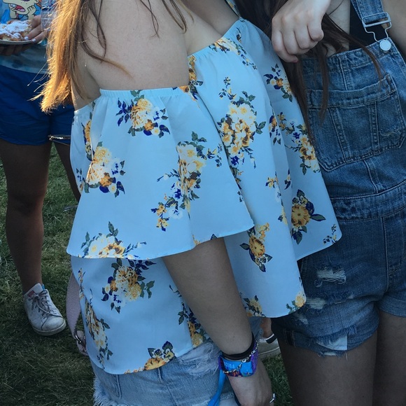 Off the Shoulder Floral Silk Top - Picture 6 of 8